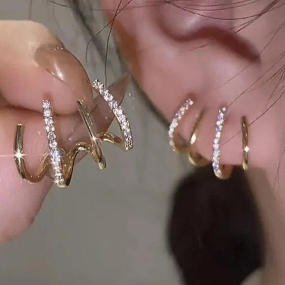 Jewelry - Gold tone Rhinestone Ear Cuff Earrings